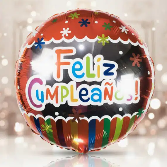 Globo Metalizado Feliz Cumpleaños: Celebración Vibrante y Elegante Globo metalizado de feliz cumpleaños con diseño colorido y festivo, ideal para decorar fiestas y eventos especiales.